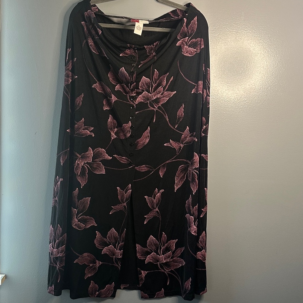 Vintage JM Collection Maxi Black and pink floral print XL stretchy comfortable